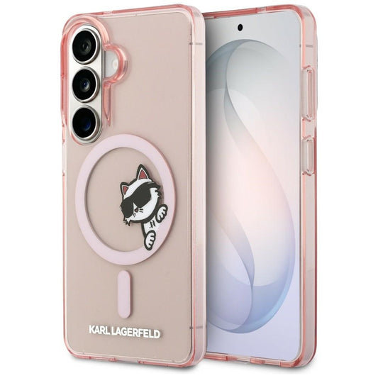 MagSafe Hülle für Samsung Galaxy S26 S942, Karl Lagerfeld, IML Choupette Peekaboo Logo, Rosa