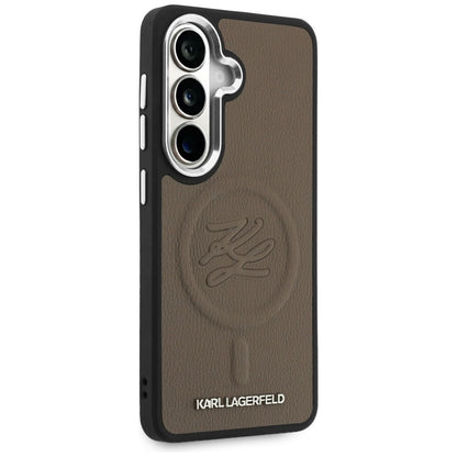 MagSafe Hülle für Samsung Galaxy S26 S942, Karl Lagerfeld, Initial Logo Debossed, Braun