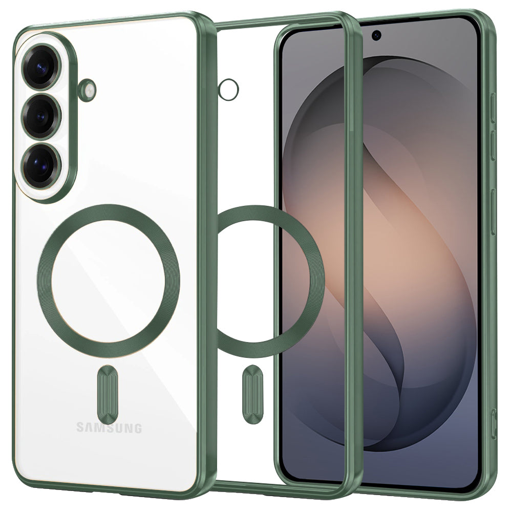 MagSafe Hülle für Samsung Galaxy S26, Techsuit, Luxury Crystal, Dunkelgrün