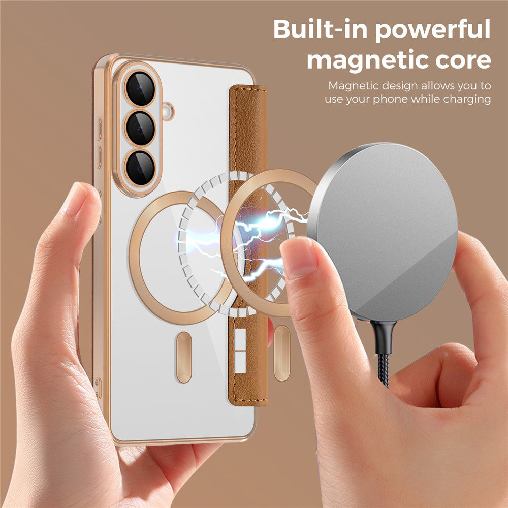 MagSafe Hülle für Samsung Galaxy S26, Techsuit, SmartMag Book, Braun