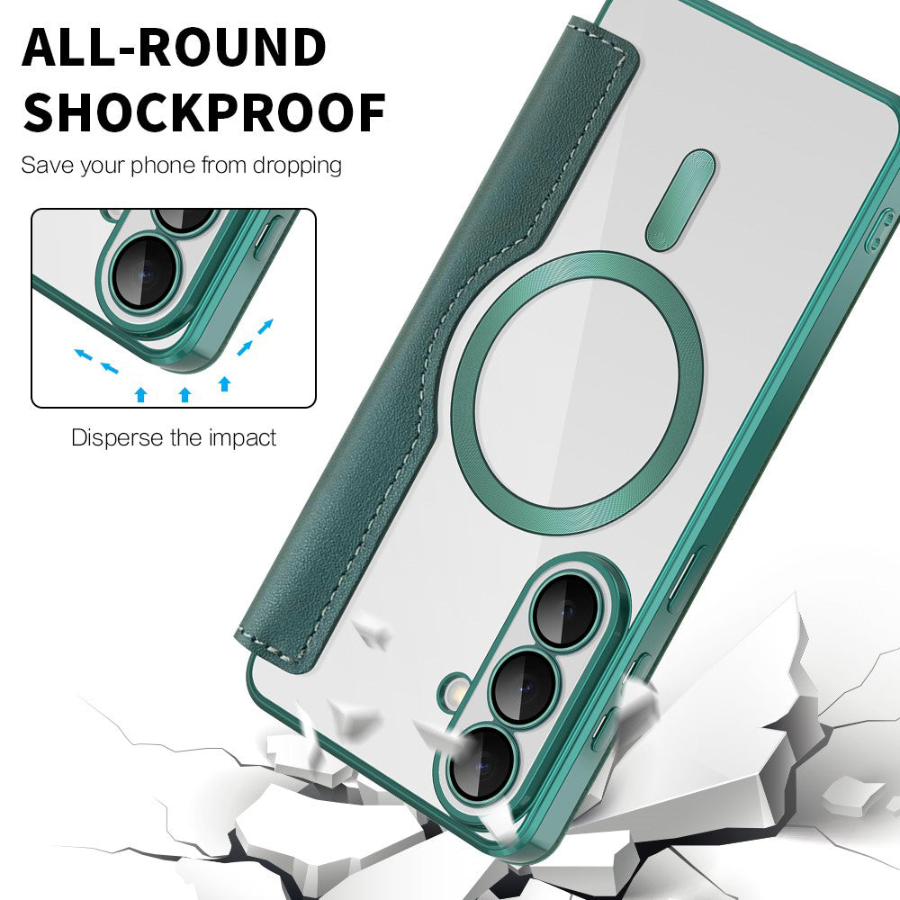 MagSafe Hülle für Samsung Galaxy S26, Techsuit, SmartMag Book, Grün