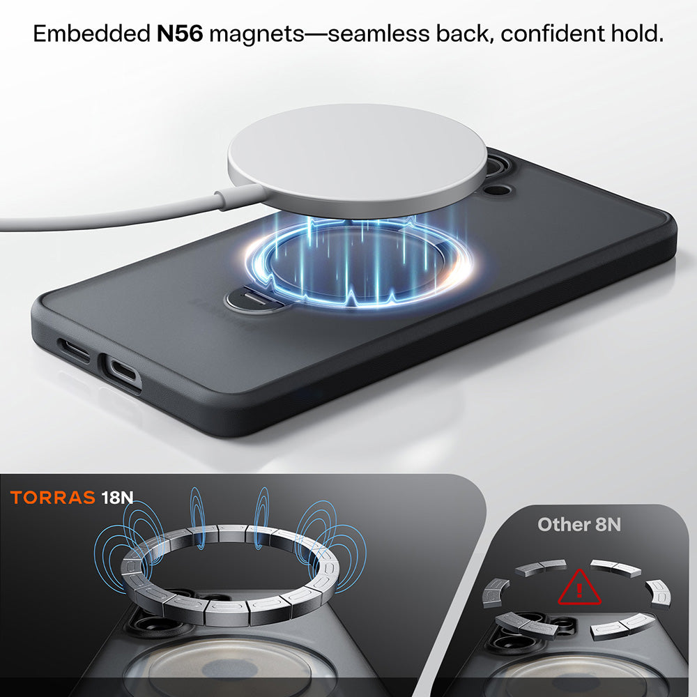 MagSafe Hülle für Samsung Galaxy S26, Torras, Ostand Spin, Schwarz