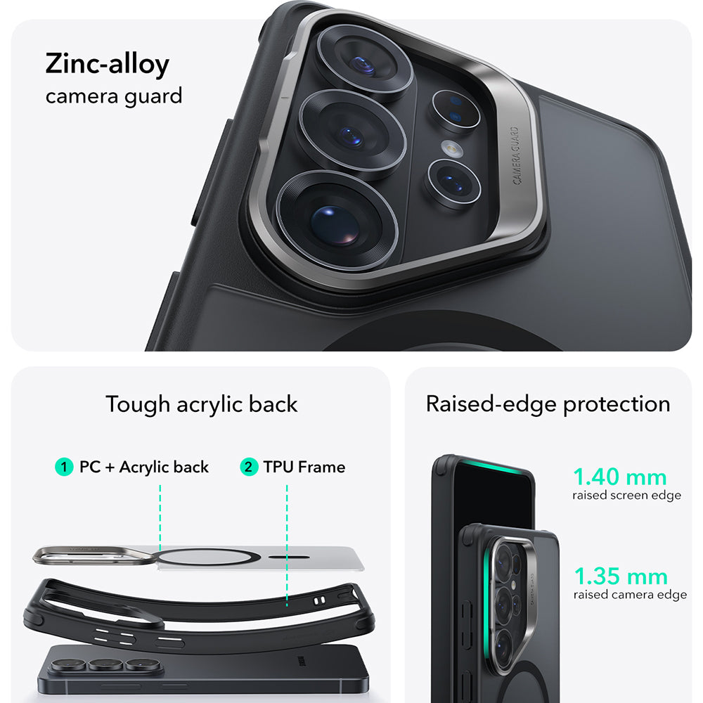 MagSafe Hülle für Samsung Galaxy S26 Ultra, ESR, Classic Hybrid Kickstand, Satinschwarz