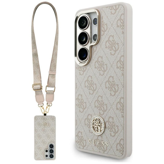 MagSafe Hülle für Samsung Galaxy S26 Ultra S948, GUESS, 4G Big Rhinestone Triangle Strap, Rosa