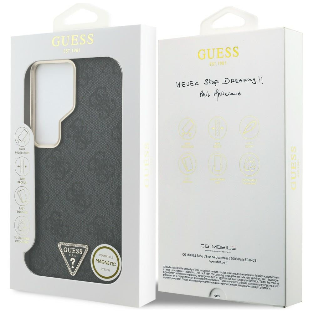 MagSafe Hülle für Samsung Galaxy S26 Ultra S948, Guess, 4G Triangle Logo, Schwarz