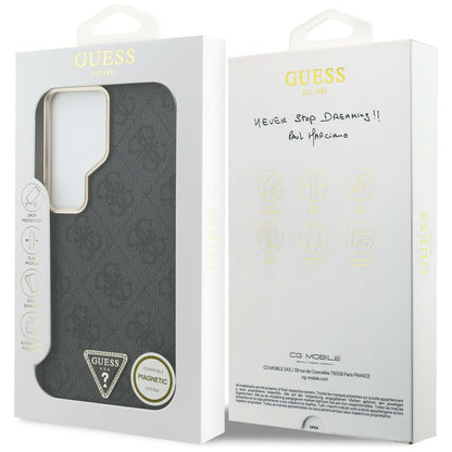 MagSafe Hülle für Samsung Galaxy S26 Ultra S948, Guess, 4G Triangle Logo, Schwarz