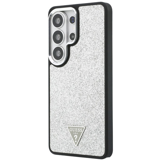 MagSafe-Hülle für Samsung Galaxy S26 Ultra S948, Guess, festes Glitzer-Dreieck-Logo, Silber