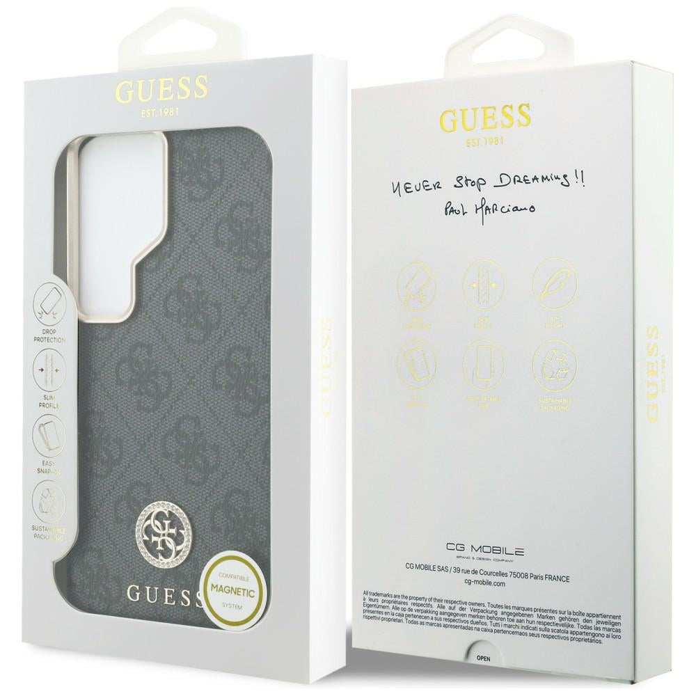 MagSafe Hülle für Samsung Galaxy S26 Ultra S948, Guess, Strass Round Logo, Schwarz
