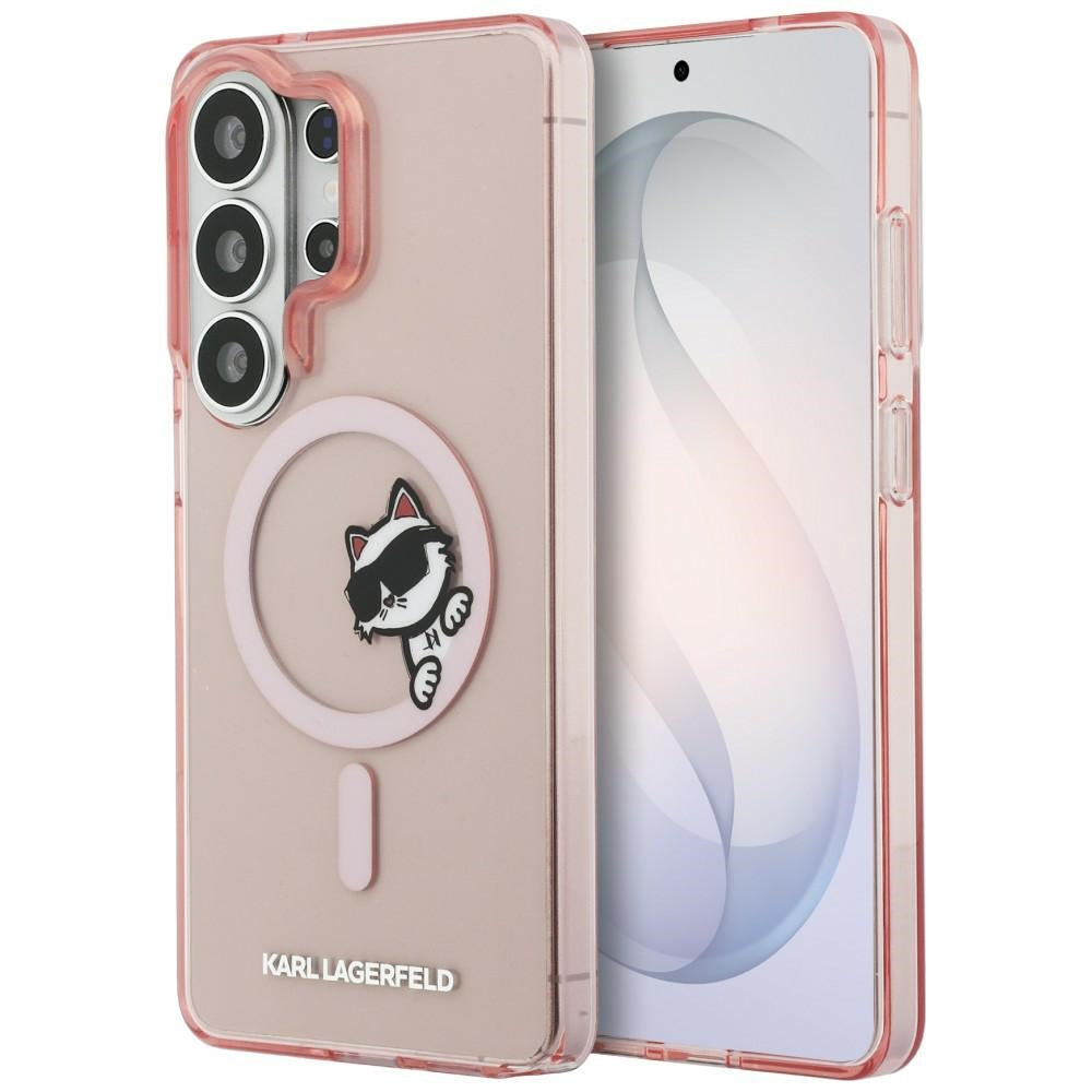 MagSafe Hülle für Samsung Galaxy S26 Ultra S948, Karl Lagerfeld, IML Choupette Peekaboo Logo, Rosa
