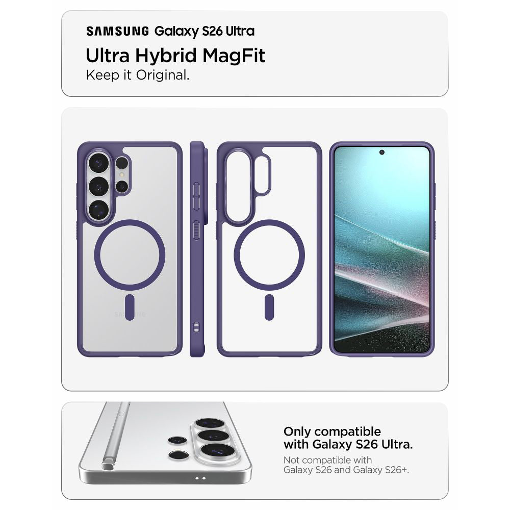 MagSafe Hülle für Samsung Galaxy S26 Ultra S948, Spigen, Ultra Hybrid, Dunkelviolett ACS11208