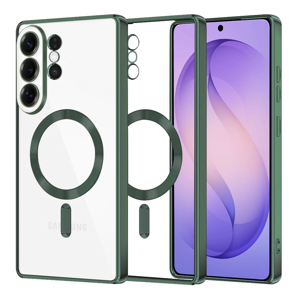 MagSafe Hülle für Samsung Galaxy S26 Ultra, Techsuit, Luxury Crystal, Dunkelgrün