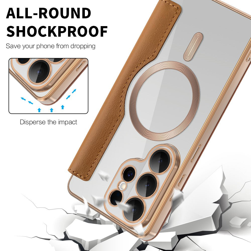 MagSafe Hülle für Samsung Galaxy S26 Ultra, Techsuit, SmartMag Book, Braun