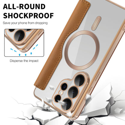 MagSafe Hülle für Samsung Galaxy S26 Ultra, Techsuit, SmartMag Book, Braun