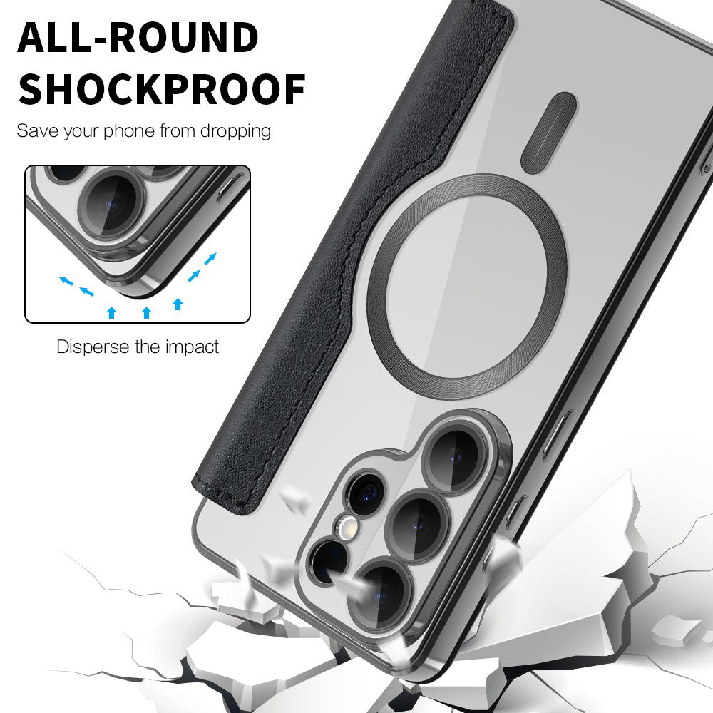 MagSafe Hülle für Samsung Galaxy S26 Ultra, Techsuit, SmartMag Book, Schwarz