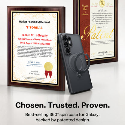 MagSafe Hülle für Samsung Galaxy S26 Ultra, Torras, Ostand Spin, Transparent