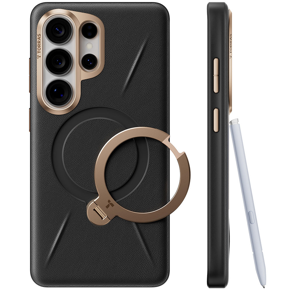 MagSafe Hülle für Samsung Galaxy S26 Ultra, Torras, QPRO Leather, Schwarz