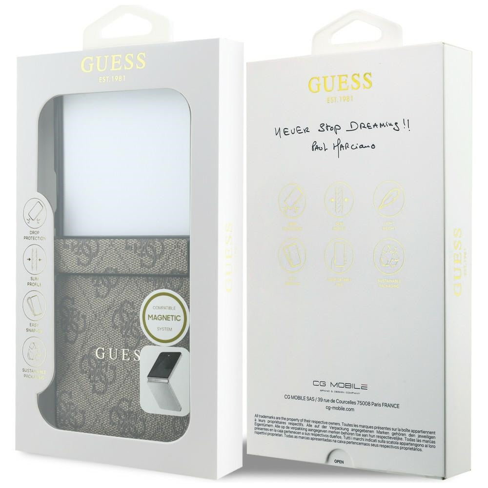 MagSafe-Hülle für Samsung Galaxy Z Flip8 F776, Guess, 4G Leather Classic, Braun