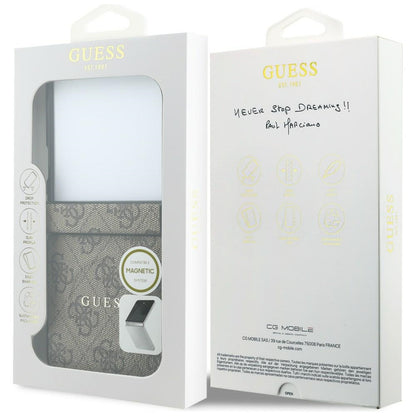 MagSafe-Hülle für Samsung Galaxy Z Flip8 F776, Guess, 4G Leather Classic, Braun