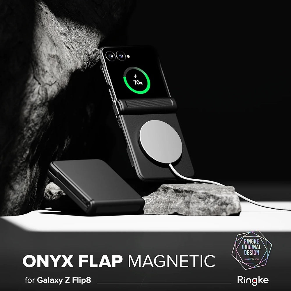 MagSafe-Hülle für Samsung Galaxy Z Flip8 F776, Ringke, Onyx Flap, Schwarz