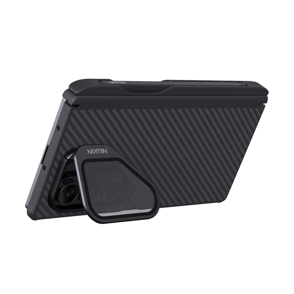 MagSafe-Hülle für Samsung Galaxy Z Fold7 F966, Nillkin, CarboProp mit transparentem schwarzem Objektivschutz und S-Pen-Halter, Schwarz