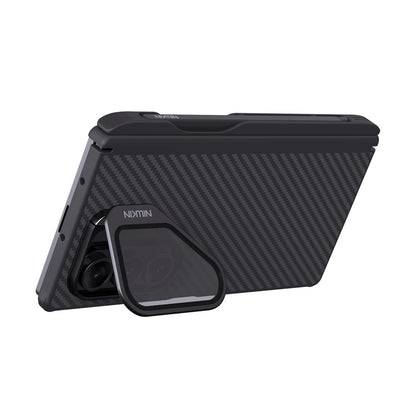 MagSafe-Hülle für Samsung Galaxy Z Fold7 F966, Nillkin, CarboProp mit transparentem schwarzem Objektivschutz und S-Pen-Halter, Schwarz