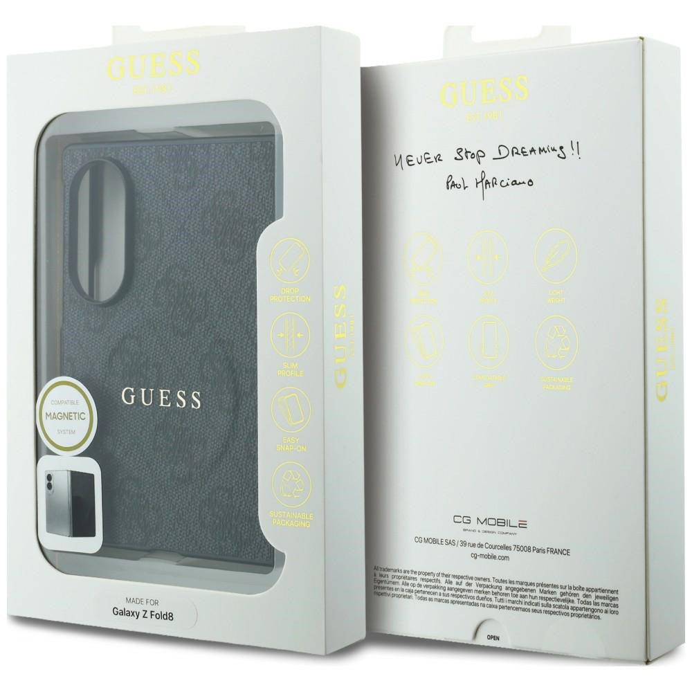 MagSafe Case for Samsung Galaxy Z Fold8 F971, Guess, 4G Leather Classic, Black