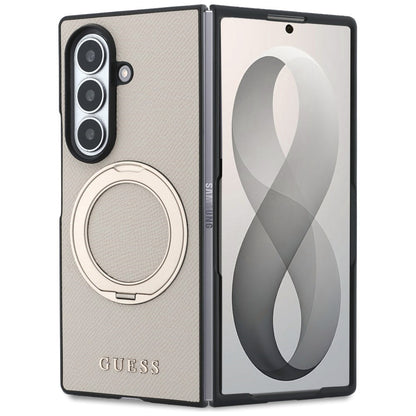 MagSafe-Hülle für Samsung Galaxy Z Fold8 Ultra F976, Guess, Ring Stand Grained Classic Logo, Beige
