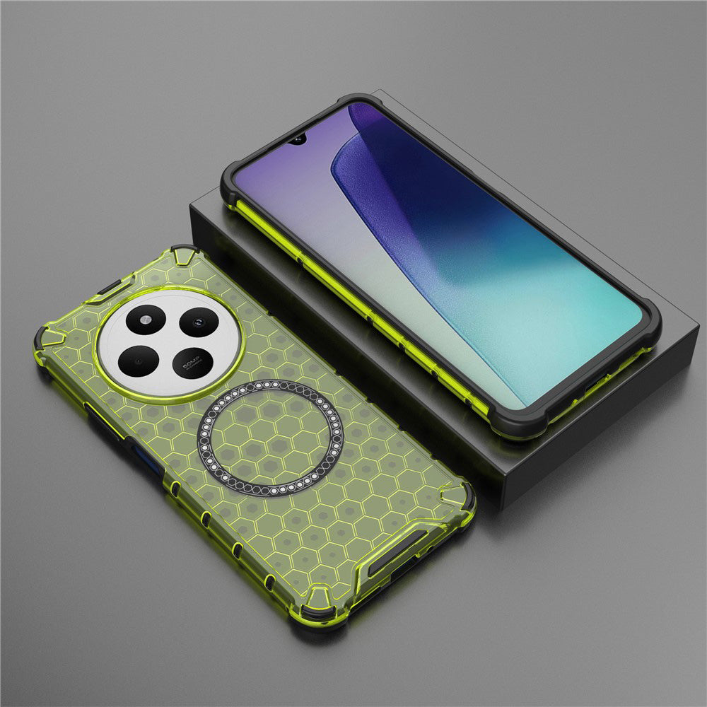 MagSafe-Hülle für Xiaomi Poco C75 / Redmi 14C, Techsuit, HoneyComb Shield, Grün