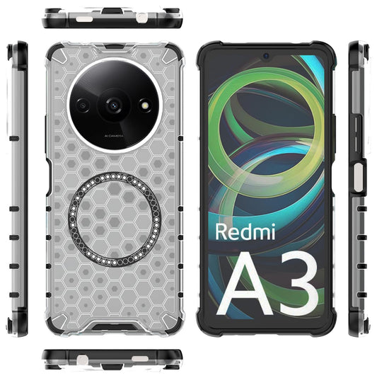 MagSafe-Hülle für Xiaomi Redmi A3x / A3, Techsuit, HoneyComb Shield, Weiß