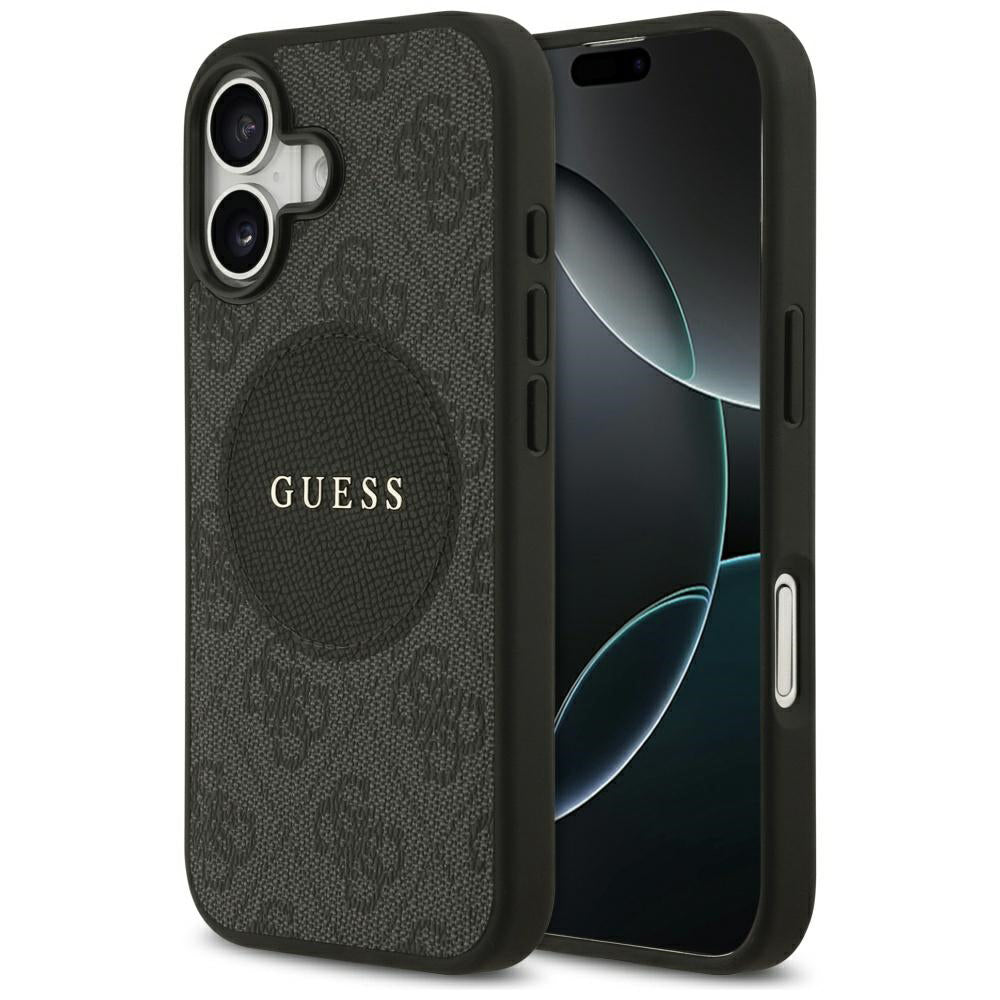 MagSafe Hülle für Apple iPhone 17, Guess, 4G Circle Classic Logo, Schwarz