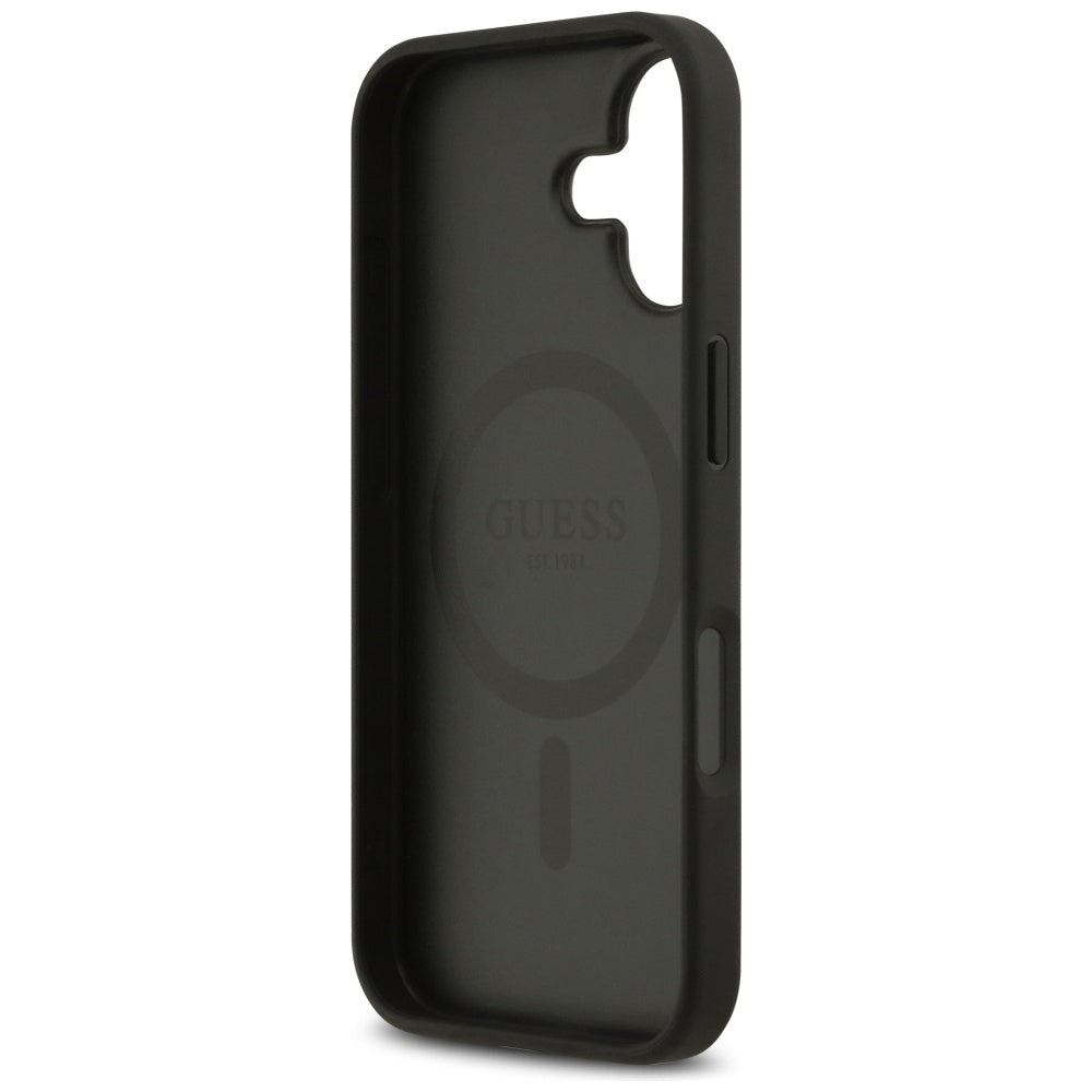 MagSafe Hülle für Apple iPhone 17, Guess, 4G Circle Classic Logo, Schwarz