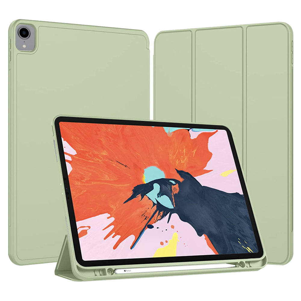 Hülle für Apple iPad Pro 12,9 (2022) / Pro 12,9 (2021) / Pro 12,9 (2020) / Pro 12,9 (2018), Techsuit, Flex Trifold, Matcha Grün
