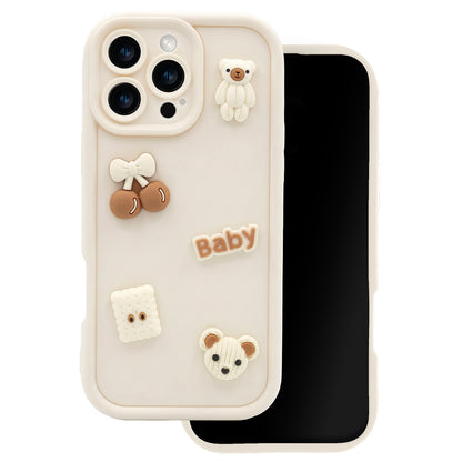 Hülle für Apple iPhone 14, OEM, Ultra Trendy 3D Bär, Beige