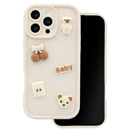 Hülle für Apple iPhone 14, OEM, Ultra Trendy 3D Bär, Beige