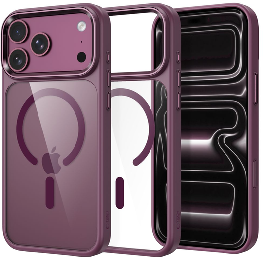 Hülle für Apple iPhone 18 Pro Max / 17 Pro Max, Tech-Protect, Magmat CC, Transparentes Burgunderrot