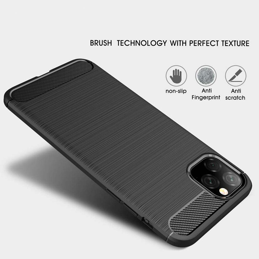 Hülle für Apple iPhone 11 Pro Max, Techsuit, Carbon, Schwarz