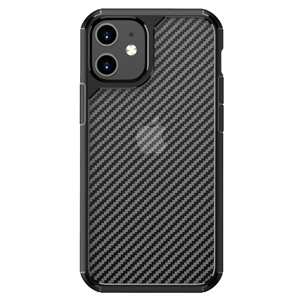 Hülle für Apple iPhone 12 / 12 Pro, Techsuit, CarbonFuse, Schwarz