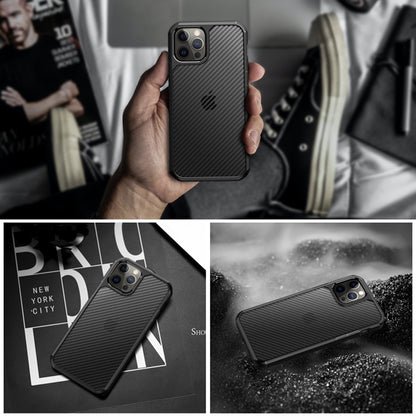 Hülle für Apple iPhone 12 / 12 Pro, Techsuit, CarbonFuse, Schwarz