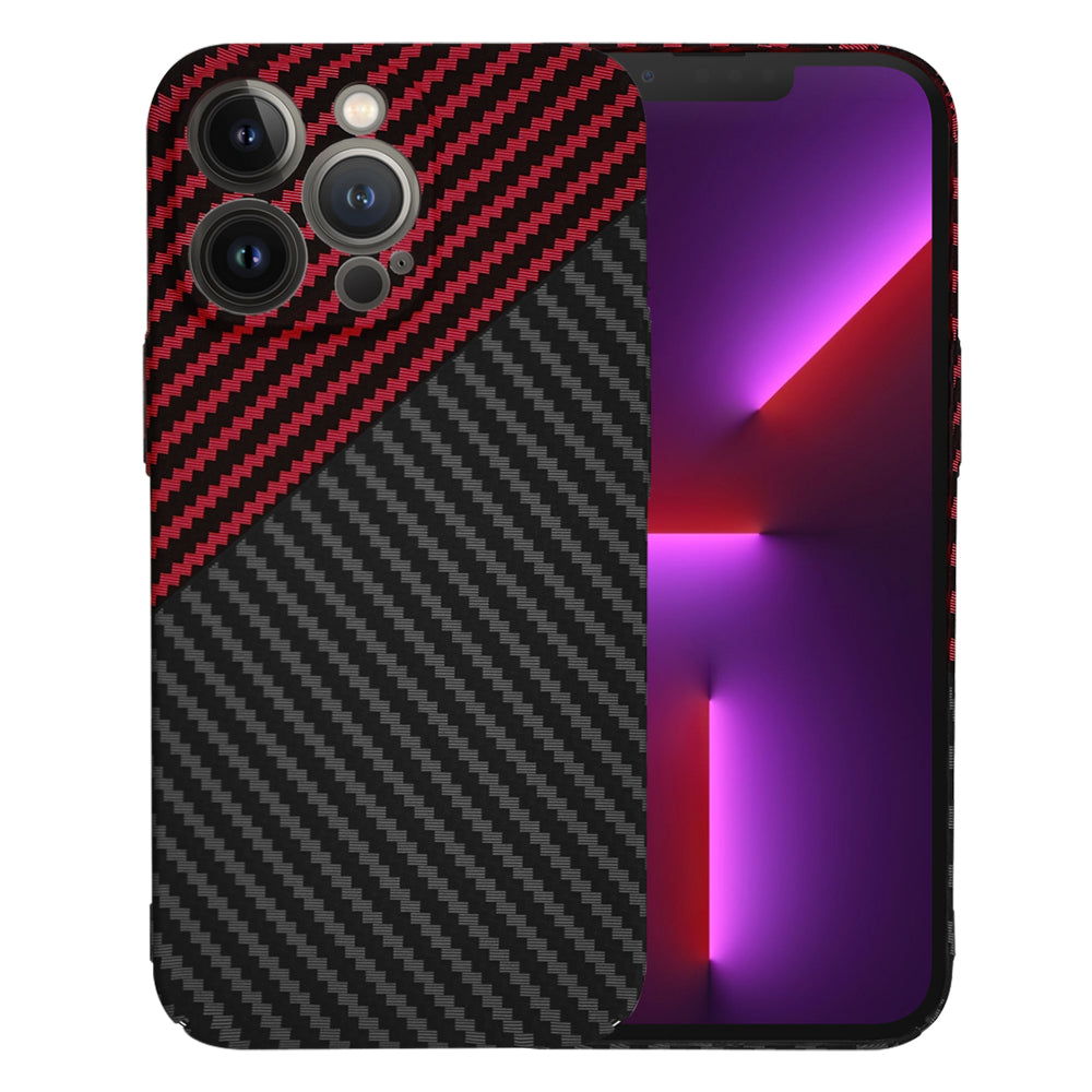 Hülle für Apple iPhone 13 Pro, Techsuit, Carbonite FiberShell, Schwarz Rot