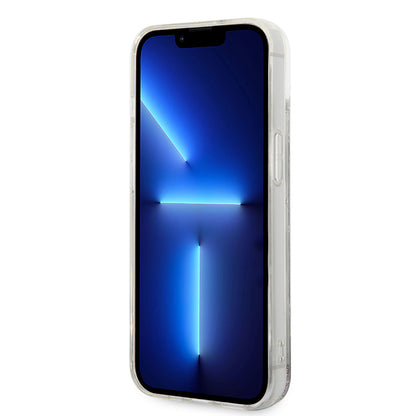 Hülle für Apple iPhone 14, Karl Lagerfeld, Liquid Glitter Monogram, Silbern