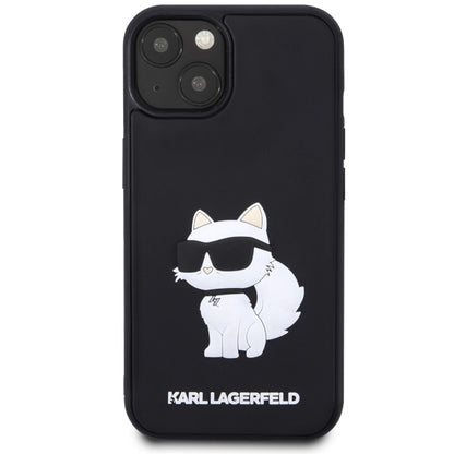 Hülle für Apple iPhone 14 Plus, Karl Lagerfeld, 3D Rubber Choupette, Schwarz