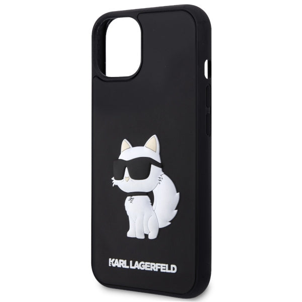 Hülle für Apple iPhone 14 Plus, Karl Lagerfeld, 3D Rubber Choupette, Schwarz
