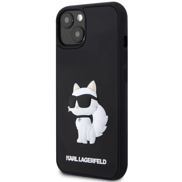 Hülle für Apple iPhone 14 Plus, Karl Lagerfeld, 3D Rubber Choupette, Schwarz
