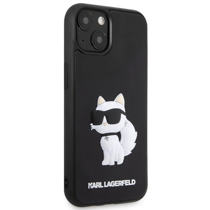 Hülle für Apple iPhone 14 Plus, Karl Lagerfeld, 3D Rubber Choupette, Schwarz