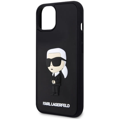 Hülle für Apple iPhone 14 Plus, Karl Lagerfeld, 3D Rubber Ikonik Karl, Schwarz