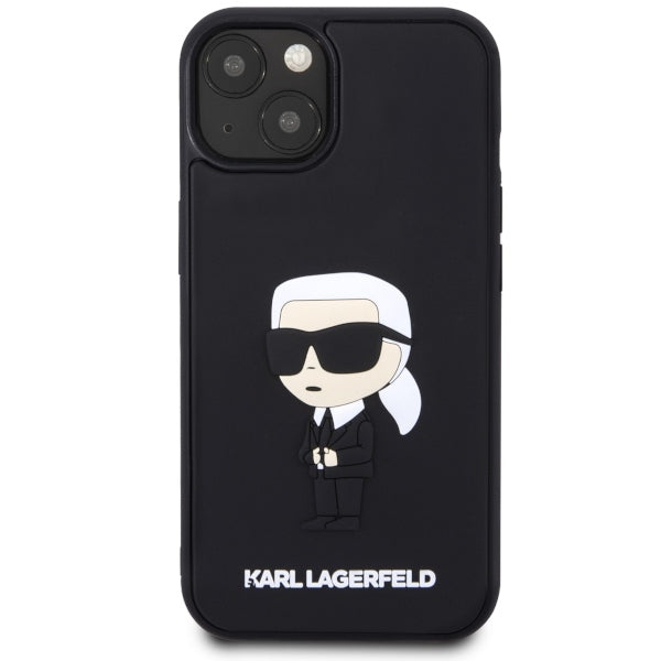 Hülle für Apple iPhone 14 Plus, Karl Lagerfeld, 3D Rubber Ikonik Karl, Schwarz