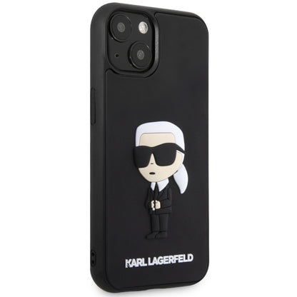 Hülle für Apple iPhone 14 Plus, Karl Lagerfeld, 3D Rubber Ikonik Karl, Schwarz