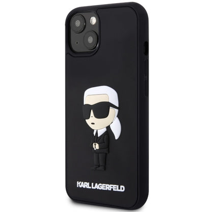 Hülle für Apple iPhone 14 Plus, Karl Lagerfeld, 3D Rubber Ikonik Karl, Schwarz