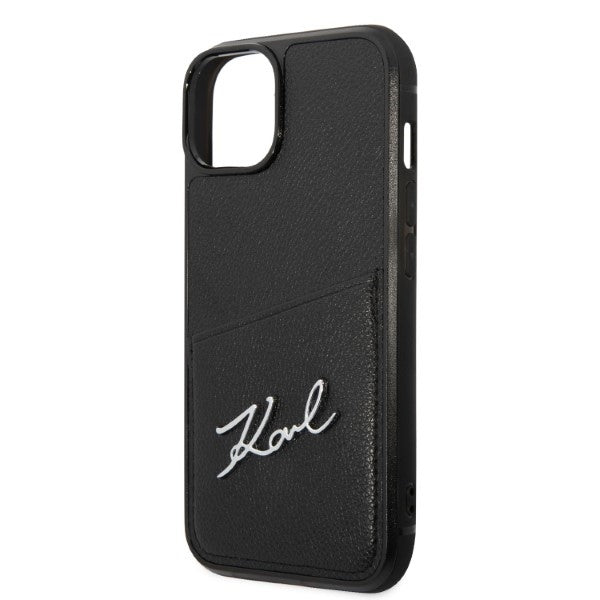 Hülle für Apple iPhone 14 Plus, Karl Lagerfeld, Cardslots Signature Logo, Schwarz