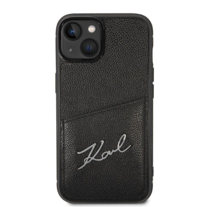 Hülle für Apple iPhone 14 Plus, Karl Lagerfeld, Cardslots Signature Logo, Schwarz
